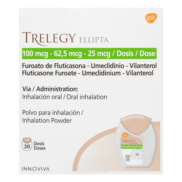 Trelegy Ellipta 100-62.5-25 Mc Caja X 30 Dosis (Furoato De Mometasona Nasal - Umeclidinio - Vilanterol)