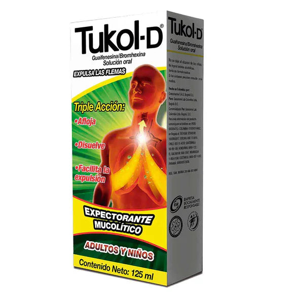 Tukol-D Expectorante Sol.Oral 125 Ml(Sf) (Bromhexina-Guayacolato De Gl ...
